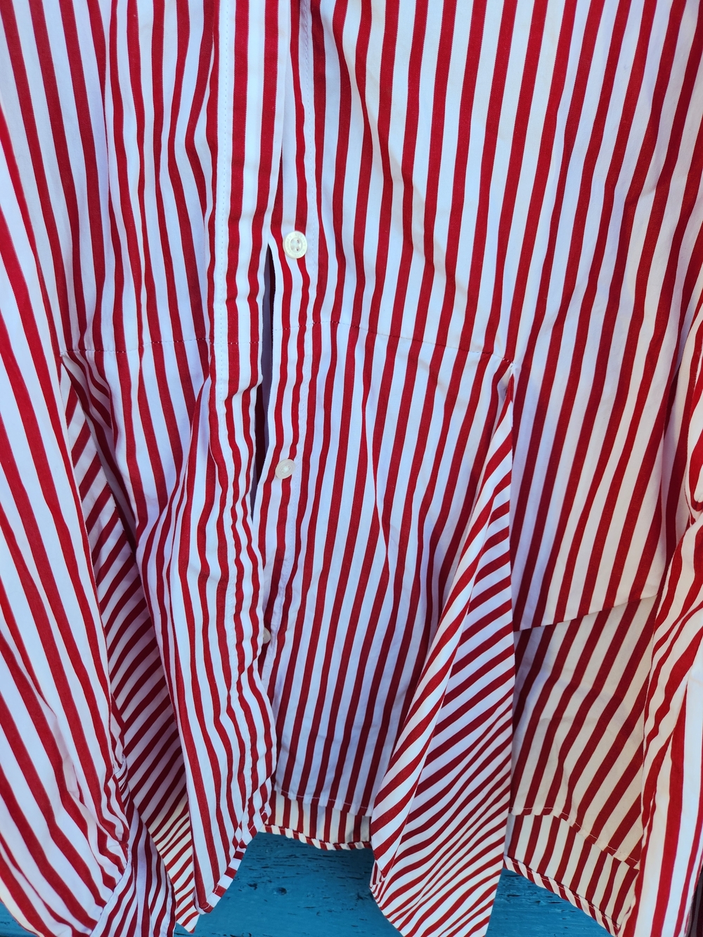 Lauren Ralph Lauren Red and White Striped Button-Front Blouse - Picture 7 of 12